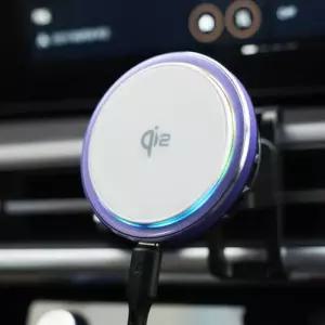 주파집 Qi2 냉각쿨링 펠티에 엠비언트 맥세이프 차량용 고속 무선 충전 거치대 CWC06