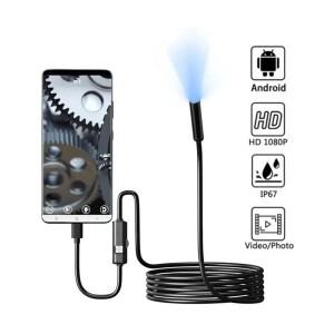 7.0mm 타입-C 내시경 카메라 IP67 방수 6 LED 조절 가능 유연한 검사 보어스코프 안드로이드 폰 PC 맥북 호