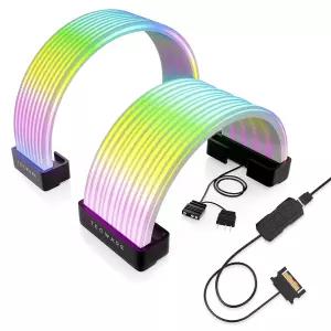 테크웨어 플렉스 RGB 케이블 커버 키트 24핀 마더보드 및 G와 호환 5V 동기화를 통한 ARGB PSU 확장 PC