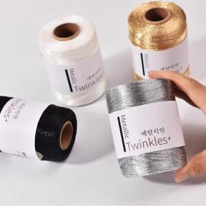200g/볼 메탈릭 얀  실 DIY 핸드메이드 니팅 글리터 골드 실버 컬러 코드 반짝이는 로프 재봉 액세서리