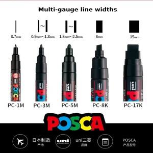 일본 Posca 포스터 컬러 마킹 펜, PC-1M/3M/5M 화이트/블랙/골드/실버 방수 페인트 마커 그리기 색칠 stif