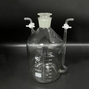 이중 PTFE 피스톤 안전 병 5000ml 가스 청소 장치 유리 세척 작은 입 버퍼