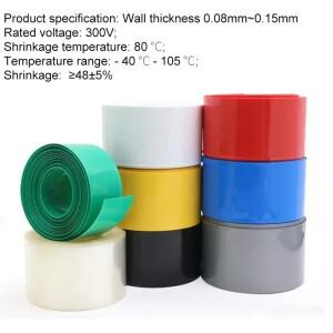 2/5/10m 폭 130mm PVC 열수축 튜브 절연 필름 랩 보호 케이스 와이어 케이블 슬리브 리튬 배터리 18650 팩