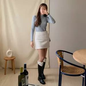 여성 망고 기모 베이직 폴라 티셔츠 남방 본딩 방한