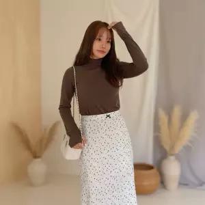 여성용 심플 반폴라 긴팔 스판 티셔츠 남방 무지