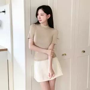 여성 스판 기본 반팔 폴라 티셔츠 남방 터틀넥 목폴라