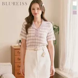 [신세계라이브쇼핑][블루레이스] 숄카라 줄지 반오픈 니트_B6M3KT2351