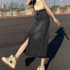 여성 밑단 앞트임 데님 스커트 1P 활동성 편한 캐주얼 청치마 데일리