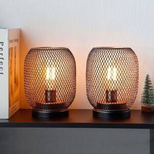 2Pcs 금속 케이지 테이블 램프 라운드 모양의 LED 랜턴 배터리 전원 결혼식을위한 무선 파티 홈 장식 캔들