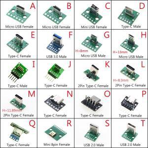 1pcss 데이터 충전 케이블 잭  보드핀 헤더 90도 마이크로 미니 USB 타입C 2Pin 3.0 2.0 여성 남성 커넥터