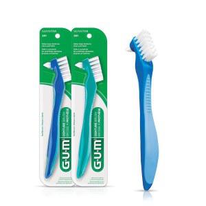 GUM 틀니 브러시 아크릴 리테이너용 듀얼 치과 하드 칫솔모 추천하는 의사가 헤드 2팩 칫솔 클리너