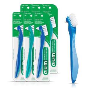 GUM 틀니 브러시 아크릴 리테이너용 듀얼 하드 의사가 1개입 추천하는 치과 칫솔 6팩 칫솔모 클리너 헤드