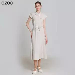[오조크(OZOC)] 나일론 민소매 카라 A라인 원피스 (택가격: 114000원)