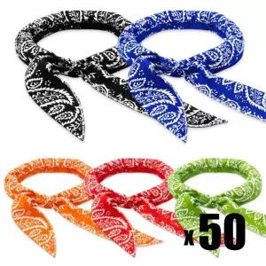 아이스스카프 50개 페이즐리 쿨스카프 여름목수건 개별포장 단체인쇄 5컬러