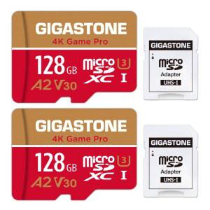 스위치 1 전용 기가스톤 128GB 마이크로 SD 카드 2팩 4K 게임 프로 콘솔용 마이크로SDXC 메모리 카메라 최대 100/50MB/s UHS-I U3 A2 V30 C10 5년 데이터 복구