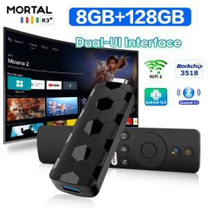 무선미러링 안드로이드 16 TV 8G 스틱 4K 무선 HDR 리모컨 비디오 음성 WIFI 5G 시어터 플레이어 미디어 128G R3 4G