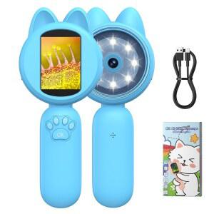 미니현미경 식물 줄기 PC 현미경이 LED 어린이를 디지털 동전 2인치 IPS 보기용 8개의 위한 휴대용 야외 현미경 1000X