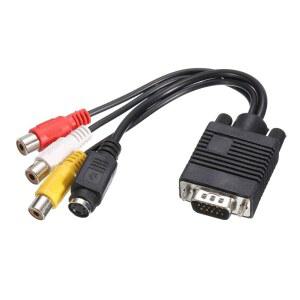 MECCANIXITY VGA TO RCA 케이블 3RCA 어댑터 PC 컴퓨터용 비디오 TV 케이블