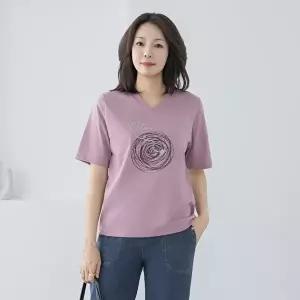 [마담4060]엄마옷 마담4060 티셔츠 중년여성 데일리 레터링블랙홀 -YTE2605020-