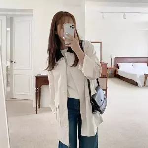 [신상오픈런]|CHJ6F11|여성 배색 카라 트렌치 자켓 박시핏 히든지퍼