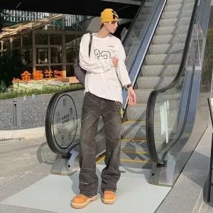 호크아이 팬츠 남성용 청 다크그레이 핏 배기핏 워싱 본딩 데일리룩 KUK1