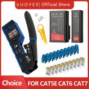랜테스터기 RJ45 크림프 키트 CAT6 패스 이더넷 크림핑 CAT5E 커넥터용 8P8C CAT5 올인원 스루 크림퍼