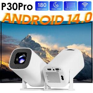 빔프로젝터 P30PRO 안드로이드 14 네이티브 휴대용 야외 BT5 스마트 WIFI 미니 HD 홈시어터 4K 720P 비디오