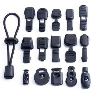 10피스 플라스틱 블랙 코드 잠금 스토퍼 스프링 걸쇠 엔드 클립 Drawstring Paracord 의류 신발 끈 로프 버