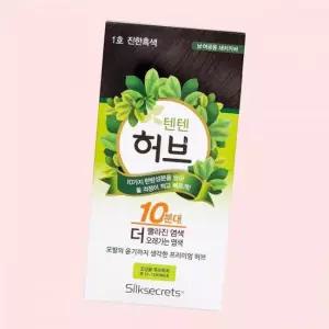 옻안타는 텐텐 허브 10분대 천연 허브염색약 한방염색약 1호 진한 흑색 1개 4694641
