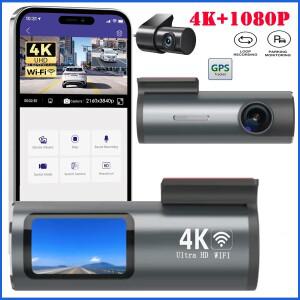 UHD 4K 대시캠 전후방 내장 Wi-Fi 앱 제어 4K+1080 차량용 G-센서 24시간 주차 모드