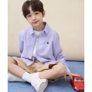 매장정품 빈폴 키즈 BEANPOLE KIDS 클래식 리넨 멀티 스트라이프 셔츠 스카이 블루 (BI6364UE1Q) BI6364UE1
