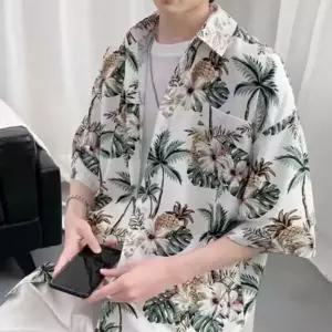 프린트 하와이안 셔츠 캐주얼 반팔 셔츠 바캉스 여름