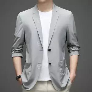 남자 여름 캐주얼 실크 얇은 자켓 정장 가볍고 구김없는 얼음 세미 코트 남성 가을 재킷 봄