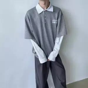 빈티지 봄가을 폴라 맨투맨 코트 데일리 님성 체크 배색 셔츠 페이크투피스 다올3