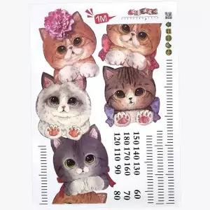 어린이 키 측정 벽면 스티커 고양이 신장 체크 인테리어
