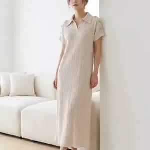 [예시카] 오픈카라 버튼 캡 슬리브 원피스 YV4OP871