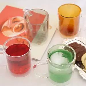 코코비아 더블월 이중 내열 유리컵 4P 세트 300ml 머그컵 유리잔