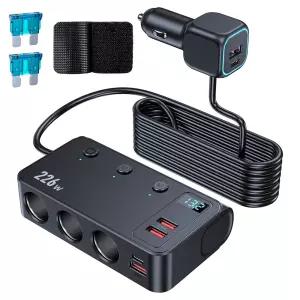 카모아 고출력 226W 9in1 스위치 시거잭 3구 차량용 멀티소켓 PD45W 급속 차량용 충전기 시가라이터 소켓