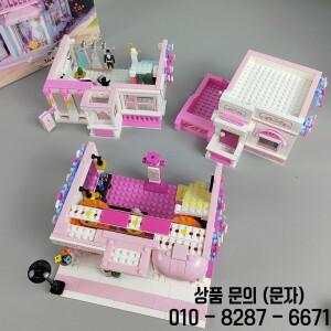 1000피스 소녀들을 위한 거리 풍경 빌딩  핑크색 웨딩드레스 가게 가장 집 아이템 휴일 선물 장난감 모델