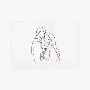 모던 라인 드로잉 포옹 그림 천 포스터 S 사이즈 침실 벽면 인테리어