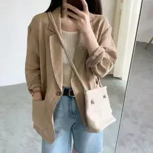 (색상-사이즈 진베이지-FREE)린넨 여성 데일리 여름 싱글 버튼 자켓