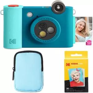 KODAK 스마일 2-in-1 디지털 즉석 인쇄 카메라 및 무선 블루투스 포토 프린터 스타터 번들 디럭스 케이스