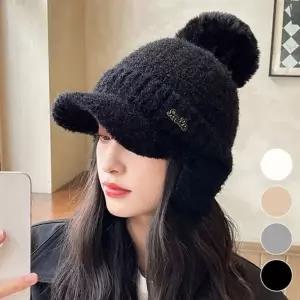 귀달이 비니 모자 방울 니트 여성모자 블랙 그레이