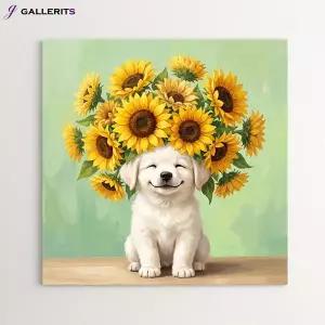 [GALLERITS]해바라기 강아지 꽃 그림 거실 카페 아이방 인테리어 액자 두꺼비집가리개