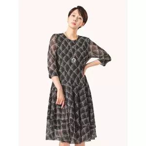 [Elegance Madam]도트 다이아 프릴 메쉬 원피스 KYU2OP01_P424655991