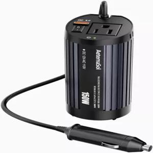 150W 자동차 파워 인버터 컵 홀더 AC 콘센트 1개와 USB-QC 1개가 있는 12V DC-110V 전원 변환기 노트북