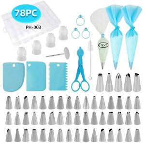 78PCS 케이크 장식 키트 보관함파이프 팁 스테인레스 스틸 노즐 파이프 EVA 가방 및 도구  DIY 베이킹 세트