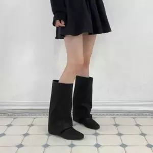 웨스턴부츠 뾰족코 주름 워머 포인트 여성 일자핏 롱부츠 4fY