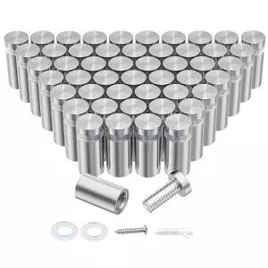 KAINGA 50 PCS 리스 스틸 스탠드오프 나사 /2 Dia x 3/4 L 릴 사진을 걸기 벽 마운팅 하드웨어 광고 실버