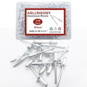 ASLLRISONY 170개 16 알루미늄 1개 3개 블라인드 리벳 실버 2인치 12